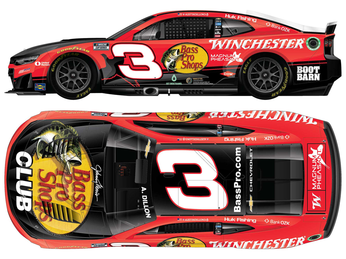 AUSTIN DILLON 2026 BASS PRO SHOPS/WINCHESTER 1:24 FLASH COAT SILVER NASCAR DIECAST