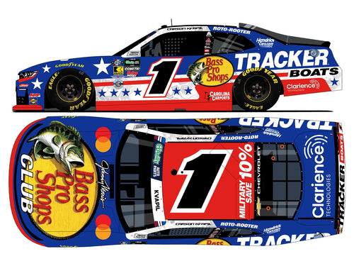 AUTOGRAPHED CARSON KVAPIL 2026 BASS PRO SHOP/TRACKER BOATS PATRIOTIC 1:24 AUTOGRAPH ARC DIECAST